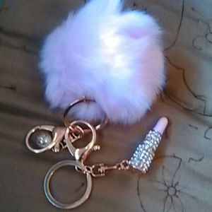 Beautiful pink puff ball & pink lipstick